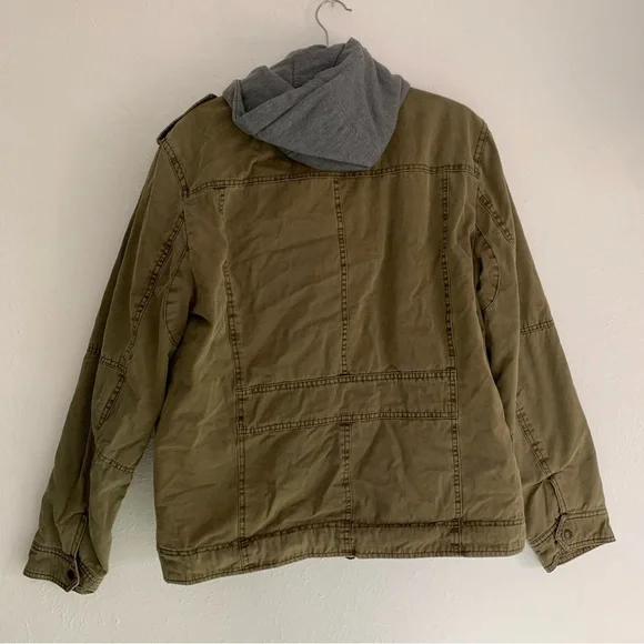 Levi’s Hooded Cotton Canvas Military Trucker Jacket Tan Work Outdoor Layered M - Picture 15 of 16